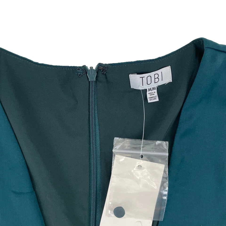 Nuevo con etiquetas Mameluco Tobi Mujer M Verde azulado Cuello en V Volantes Dobladillo Doble Forrado Pantalones Cortos Manga Larga Foto 2 de 4