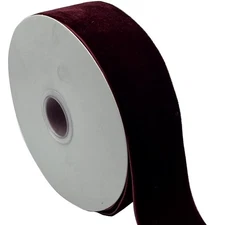10 Yards Burgundy Velvet Ribbon Spool(Wine, 1 1/2")