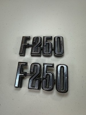 (2) Vintage 1970's Ford F-250 Front Fender Emblem BADGE KBC-40083 D4TB-16702-BA