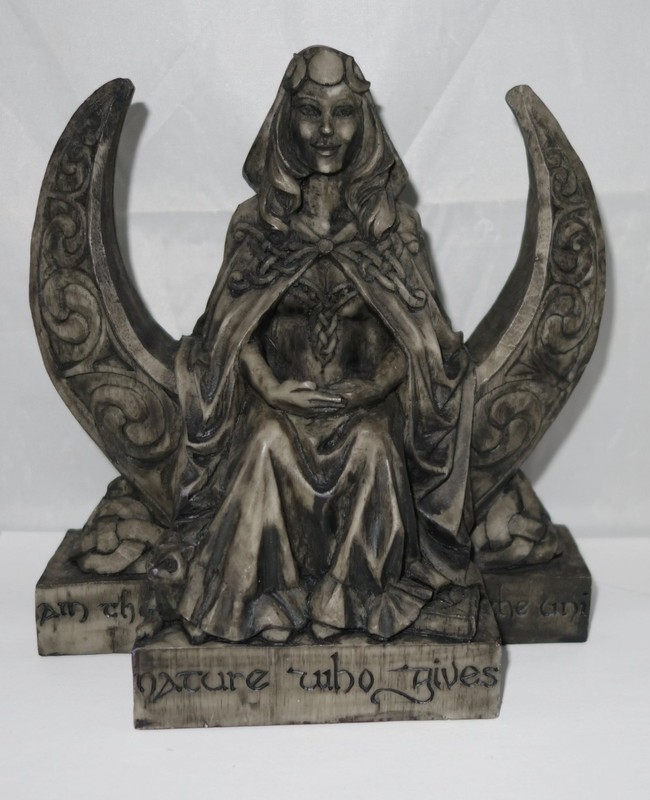 Wiccan Alter Grey Stone Statue Dryad Designs Moon Goddess  P. Borda 2000