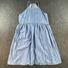 Arizona Jean Co Womens Blue Chambray Halter Dress Medium Cotton Lyocell Blend