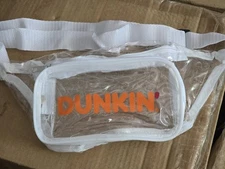 NEW Dunkin Donuts Clear Vinyl Fanny Pack Waist Bag Purse See Through White