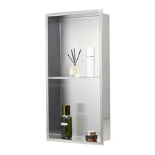 Uimoso Shower Niche 13 x 25 x 4 inch Recessed Wall Shelf Stainless Steel Silver