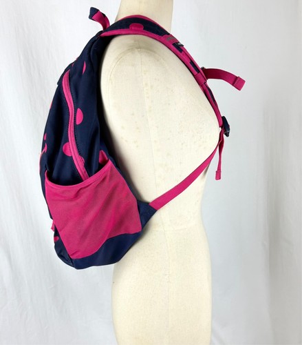 Lands End Backpack Pink Polka Dots on Navy Blue Back to School Reflectors - Picture 2 of 8