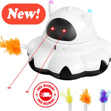 Cat La-ser Feather Toy 2-in-1 Interactive for Indoor Cats Automatic with Remote