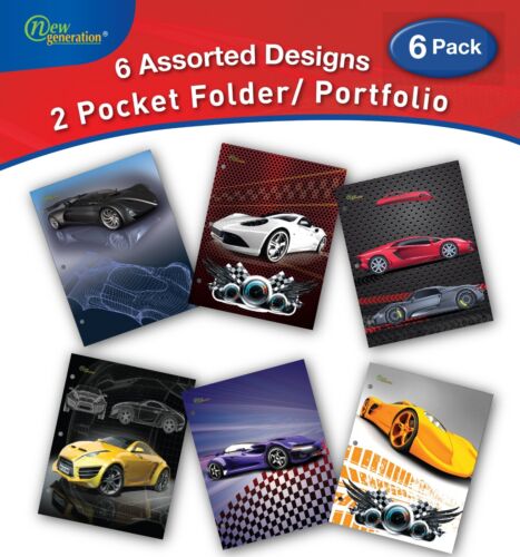 New Generation - Cars - 2 Pocket Folders , 6 Pack Folders.