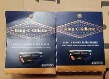 (8) King C Gillette Razor Blades Refill designed to shave Neck Cheek 2ct 4pks
