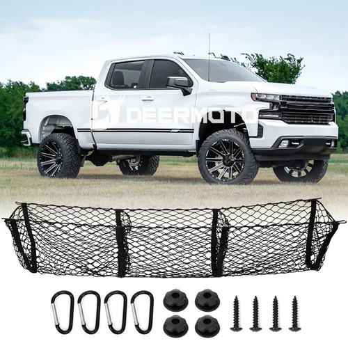 For Chevy Silverado 1500 2500 Pickup Truck Bed Trunk Mesh 3 Pocket Cargo Net