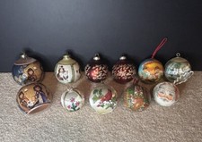 Vintage Lot Of 11 Various Christmas Ornaments Santa Kids Sledding Teddy Bear