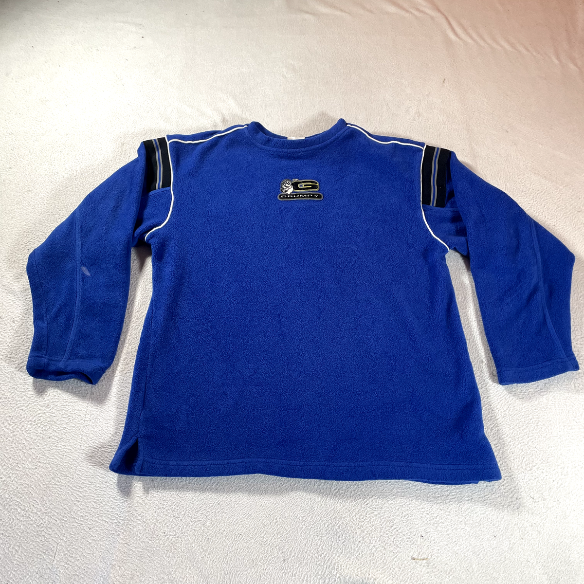 Vintage Disney Grumpy Sweater Mens Small Blue Fleece Pullover 