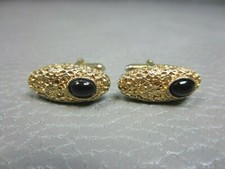 Vintage Nugget with Onyx Yellow Gold Plated Cuff Links