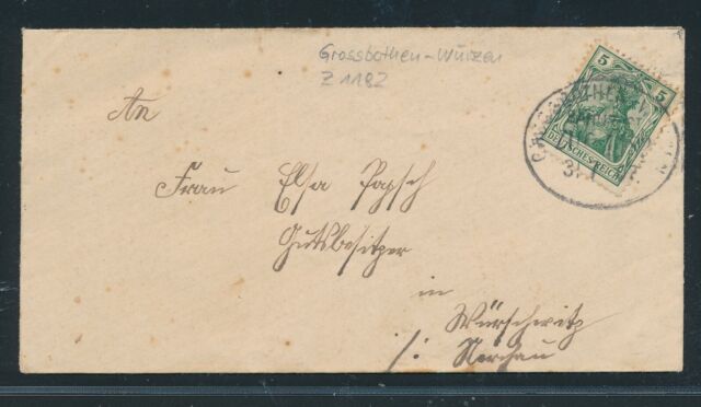 36207) Bahnpost Ovalstempel Grossbothen - Wurzen ZUG 1182 Brief 1907