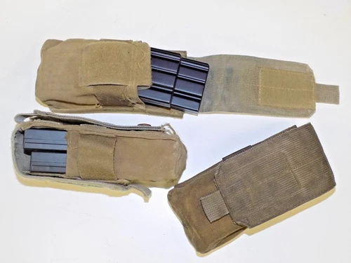 Fire Force USMC Round Double Mag Pouch in Coyote - USGI - Qty 3