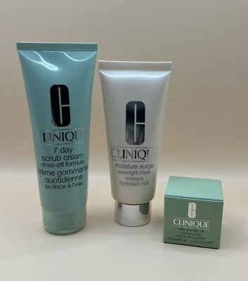 Clinique Custom Set: 7 Day Scrub 3.4oz, Overnight Mask 3.4 oz, Cleansing Balm