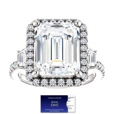 6.00 Carat Forever One Emerald Cut Halo Style Ring (Charles & Colvard) 