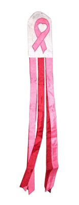 60" Breast Cancer Awareness Pink Ribbon Embroidered Nylon Wind Sock ...