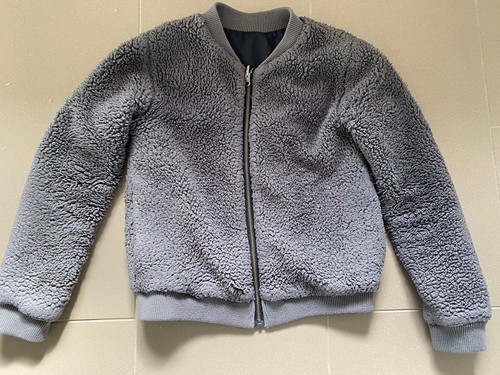 Tate Teddy Bear Bomber Jacket Coat Gray 