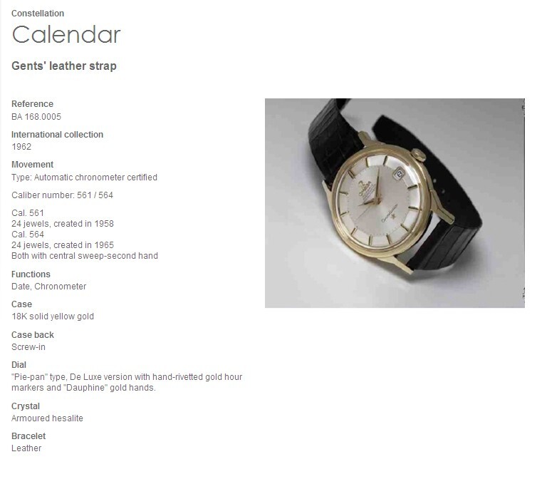 AUTHENTIC OMEGA CONSTELLATION CALENDAR 168.005 PIE PAN 18K SOLID GOLD