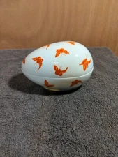 Vintage MOTTAHEDEH Vista Allegre Portugal Egg Orange Butterfly Covered Dish