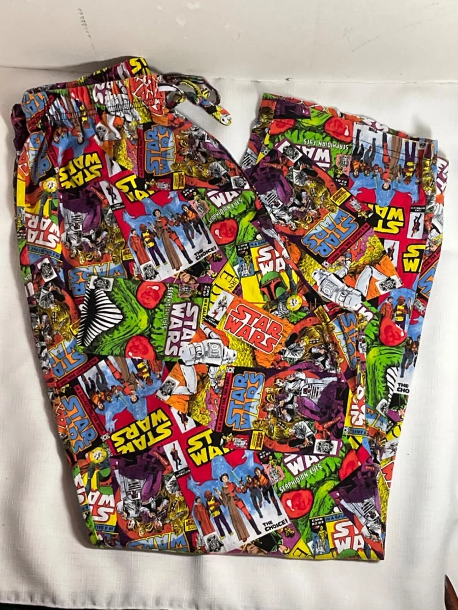 STAR WARS MOVIE SCENES Lounge Pants Mens Medium 100% Cotton Pajama Bottoms