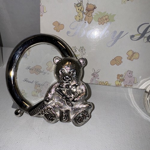 Silver Plated Teddy Bear Frame & My First Tooth Round Velvet Lined Box In Silver - Picture 3 of 5