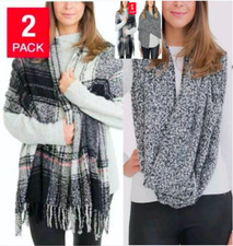 NEW Emanuel Geraldo Womens Infinity Scarf 2-Pack - Black / Pink / Gray
