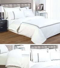 Image of Luxury Egyptian Cotton Duvet Cover Pillowcase Set White 330 Thread Count