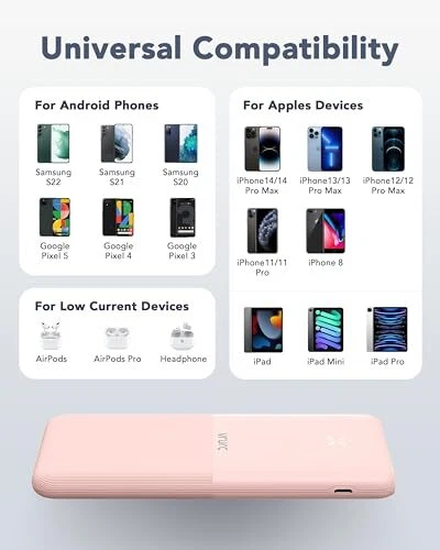 2-Pack 10000mAh Portable Power Bank in Blue and Pink for Phones