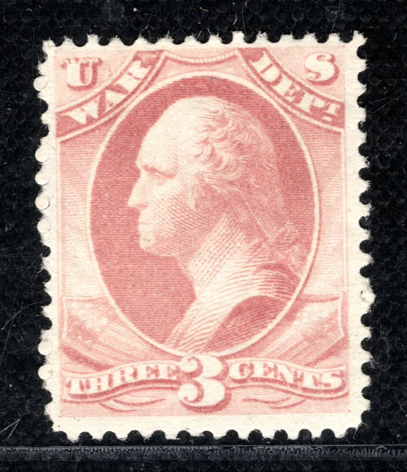 USA Official Stamp Scott.O85 3c Rose *WAR DEPT* (1873) Mint MNG Cat $90 GREEN85 - Image 4 of 4