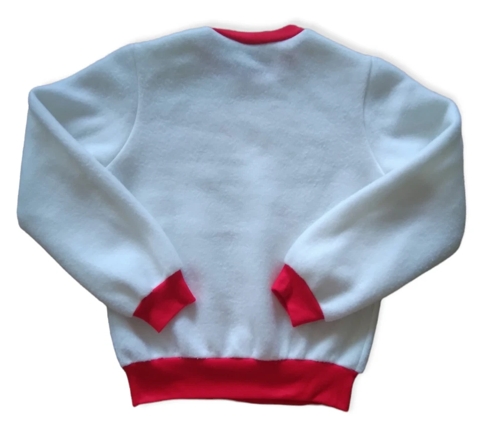 Vintage 80s White Pandas Crew Neck Fuzzy Sweatshirt Youth Girls XS 5/6 - Image 2 of 4