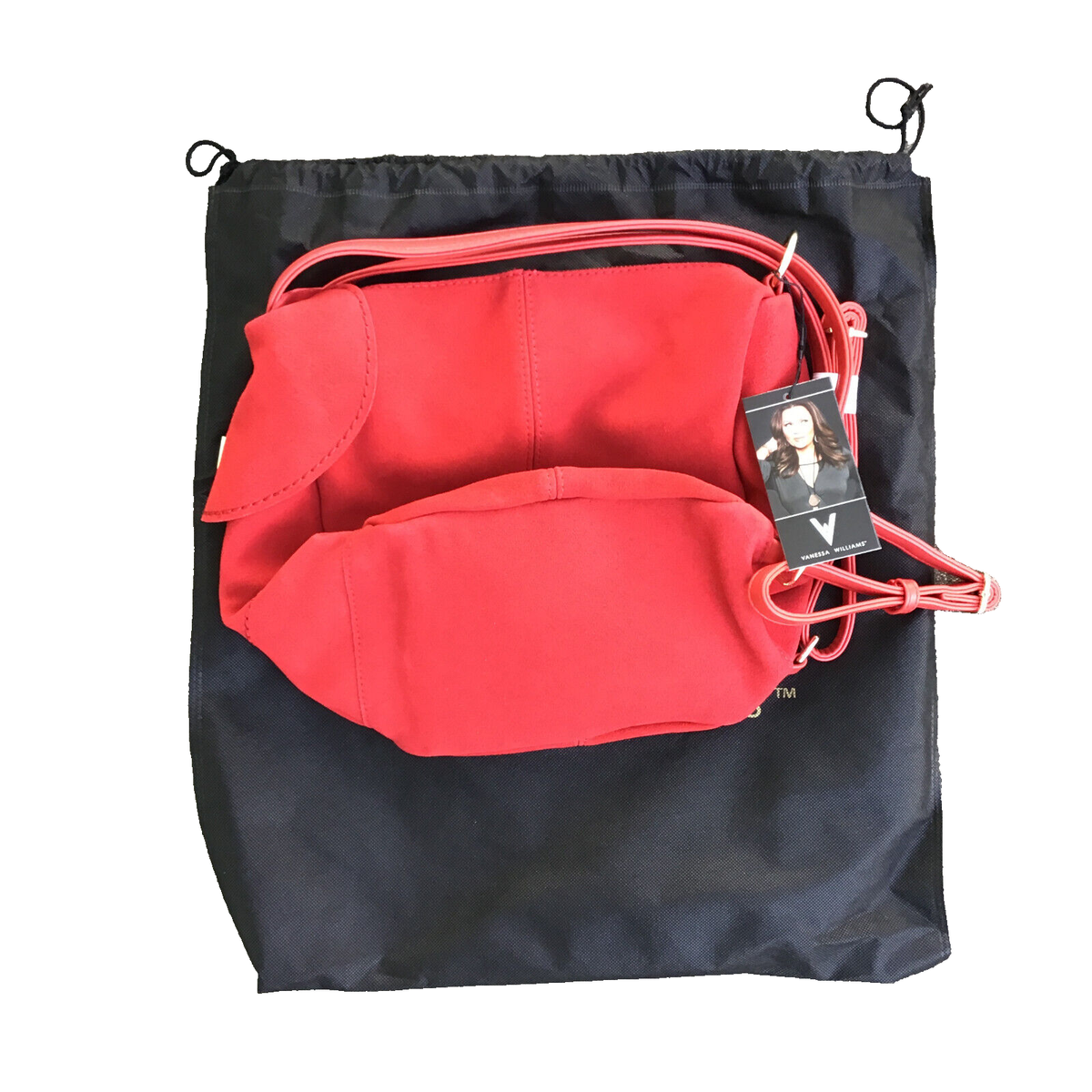 NWT Vanessa Williams Red Suede Sling Backpack Bag Red w/ Dustbag