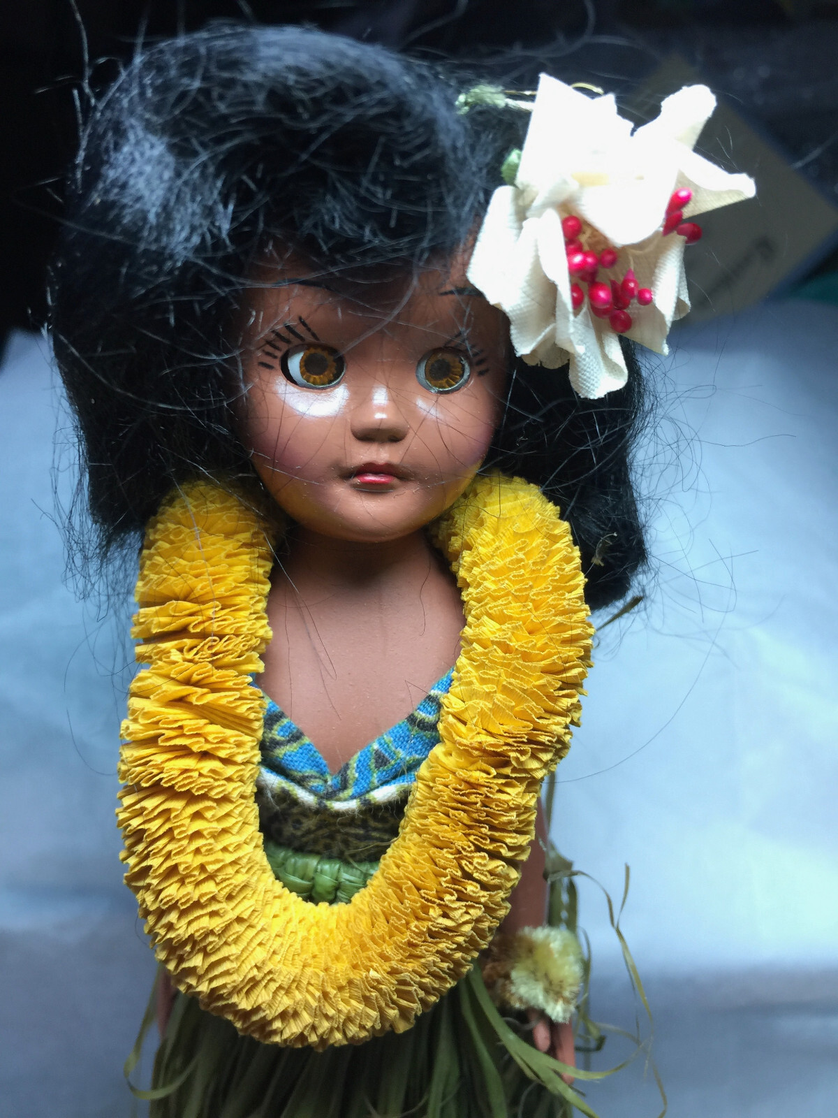 Vintage 50s or 60s Plastic Hawaii Hula Girl Doll Grass Skirt Movable