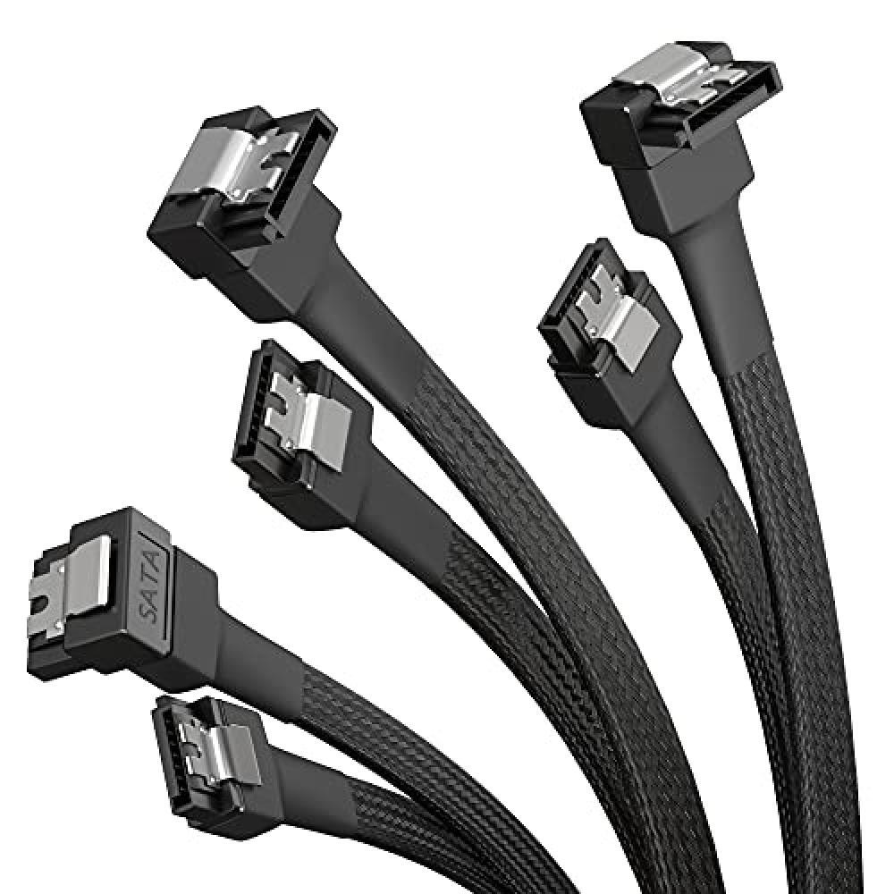 (TG. 60 cm) KabelDirekt – 3 cavi SATA-3 6 Gb/s – 60 cm, a 90° (cavo dati, 6
