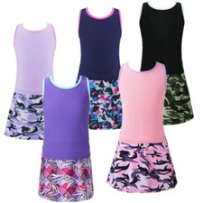 Girls 2 Pieces Tennis Golf Dress Set Tank Tops and Tennis Skirt Skorts Tracksuit