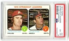 NOLAN RYAN&CARLTON~1973 TOPPS '72 STRIKEOUT LEADERS PSA-6 EX-MT CARD#67~NEW CASE