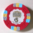 $5.00 CASINO CHIP "GOLDEN NUGGET CASINO" LAS VEGAS, NEVADA — photo 1