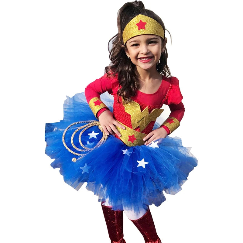 Disfraz de Mujer Maravilla Disfraz de Superhéroe para Niños Niñas Disfraz de Halloween para Niños