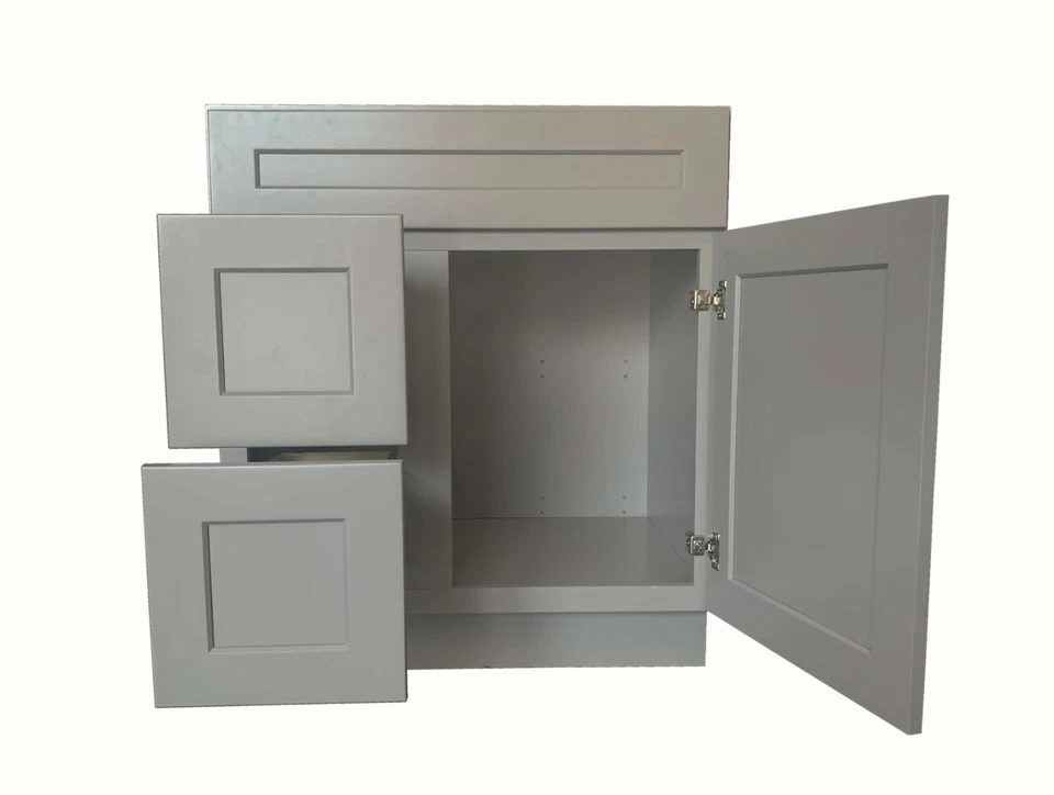 30英寸浅灰色摇椅单人浴室梳妆台底柜30英寸宽x21英寸深x34.5小时 — 第 4/4 张图片