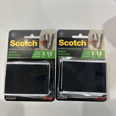 2 Pack Scotch Indoor Hook & Loop Fasteners 2 in x 3 in 4 Sets of Strips