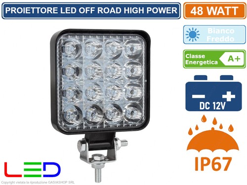 FARO PROIETTORE LED 48W OFF ROAD LUCE DI LAVORO SUPPLEMENTARE 12V IP67 - Foto 2 di 4