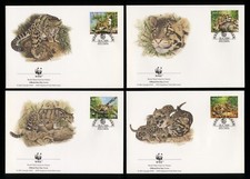 #085] SERIE DI 4 BUSTE PRIMO GIORNO WWF - MALESIA 1995 - LEOPARDO NEBULOSO