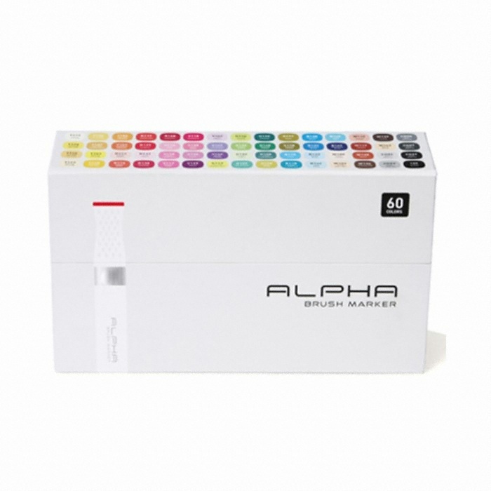 Alpha Brush Marker 60 Set Broad and Fine Nip Graphic Cartoon