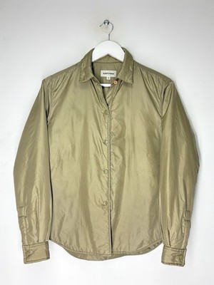 Alberto Aspesi Padded Nylon Overshirt Snap Button Beige Men s Size Small Italy