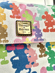 Disney Dooney & Bourke Silver Metallic Mickey Silhouette Fold Over Crossbody Bag
