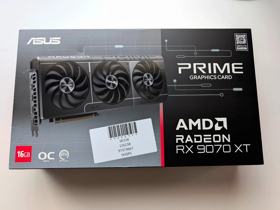 NEW & SEALED Asus RX 9070 XT Prime OC Edition 16GB GDDR6 PCIe GPU UK Seller - Image 2 of 4