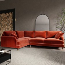 Burnt Orange Velvet 4 Seater Left Hand Corner Sofa - Payton  SOF210
