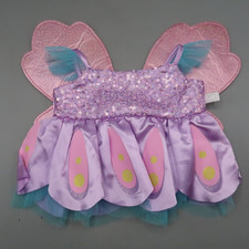 Build-A-Bear Rainbow Fairy Princess Dress With Glitter Pink Wings Outfit Spring