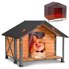 Outdoor Heated Dog House with Heating Pad Insulated Dog House