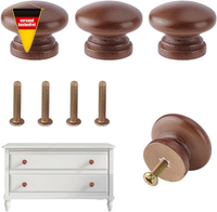 Runde HolzknöPfe 33Mm MöBelknöPfe FüR SchräNke Und Kommoden Braun, 4 StüCk