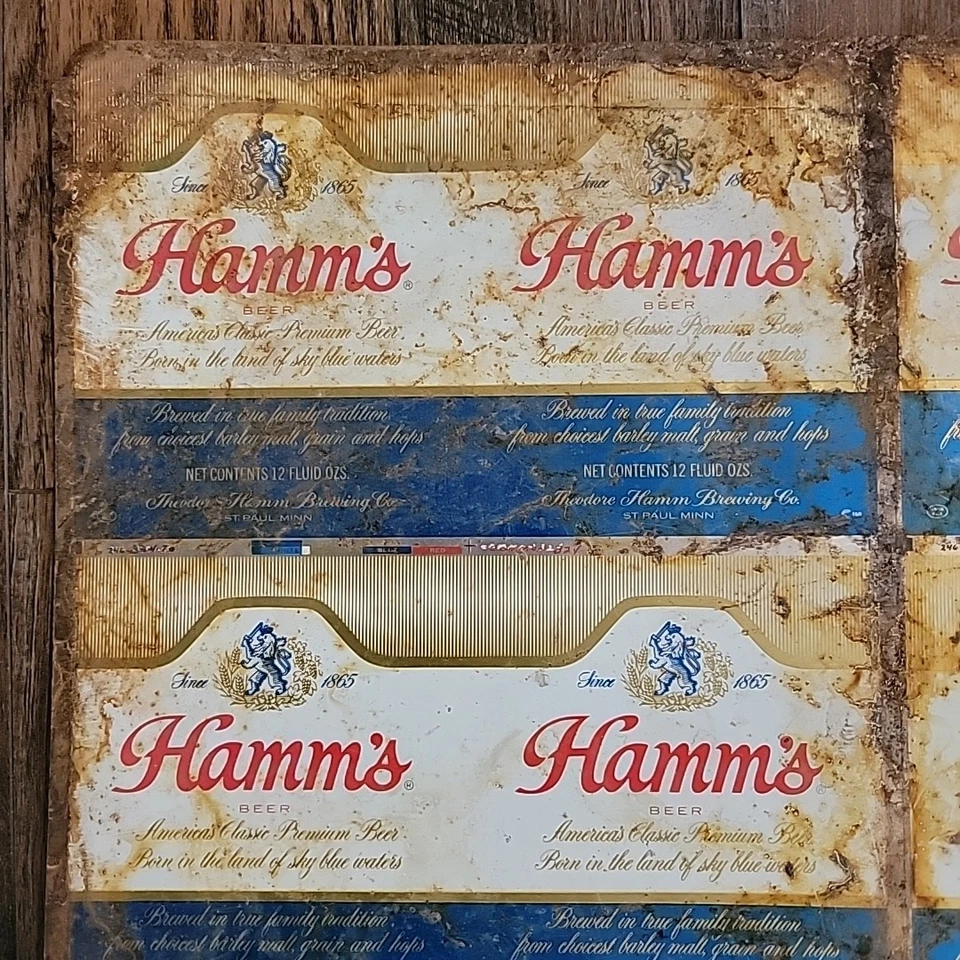 Hamms Beer 12oz tapa plana Hamm's can St Paul MN hoja sin cortar pared cielo azul aguas Foto 3 de 4